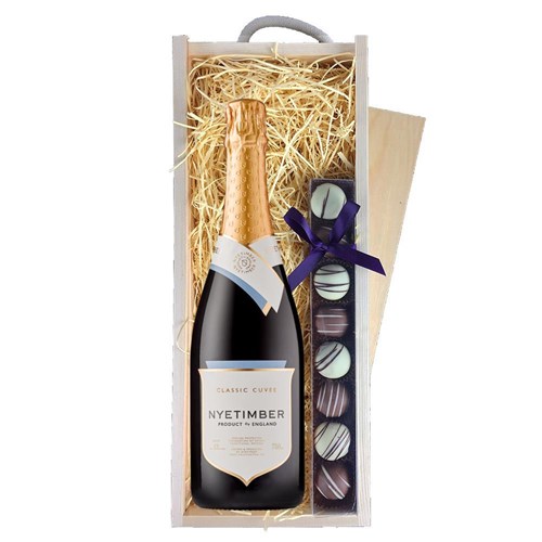 Nyetimber Classic Cuvee 75cl & Truffles, Wooden Box